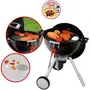 Barbecue Weber One Touch Premium avec couvercle, poignées, crochets et roues - KLEIN 9466 - Noir et gris - Dimensions: H 100 cm