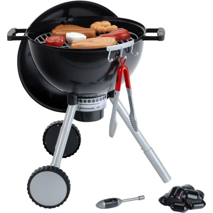 Barbecue Weber One Touch Premium avec couvercle, poignées, crochets et roues - KLEIN 9466 - Noir et gris - Dimensions: H 100 cm