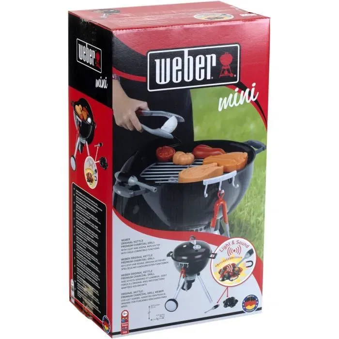 Barbecue Weber One Touch Premium avec couvercle, poignées, crochets et roues - KLEIN 9466 - Noir et gris - Dimensions: H 100 cm