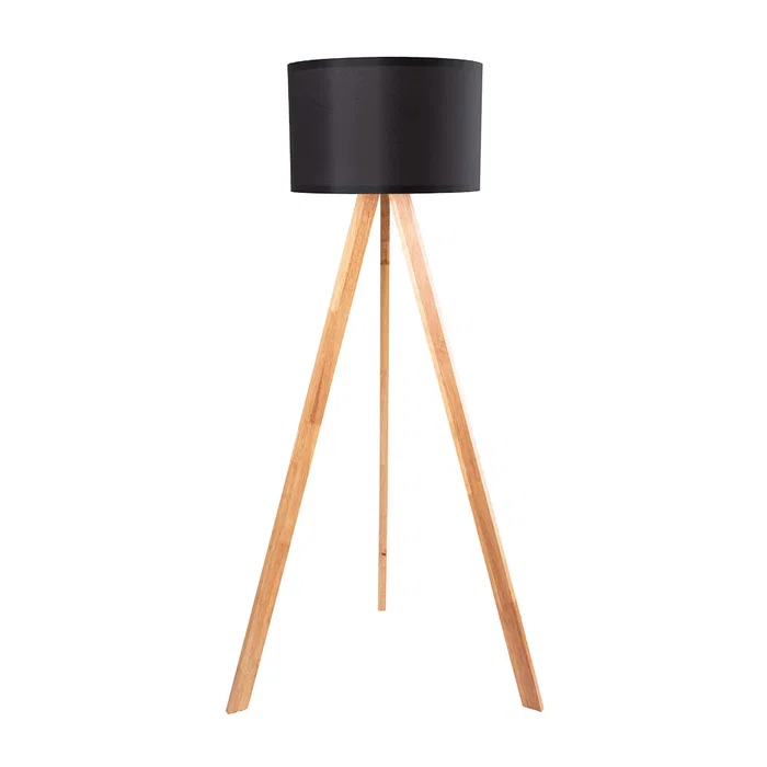 Lampadaire Pyongyang Noir / Chêne 1xE27 Sans Ampoule OPV-780SGN2422