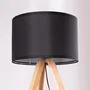 Pyongyang Lâmpada de Suelo [OPV-780SGN2422 - Lampe de sol sur pied en bois à 3 pieds avec abat-jour tissu, douille E27 et interrupteur intégré, style scandinave ou rustique