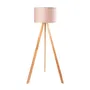 Lampe sur pied trépied Pyongyang [OPV-780SGN2422] en bois et tissu, douille E27, style naturel, nordique, rustique