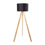 Lampe sur pied trépied Pyongyang [OPV-780SGN2422] en bois et tissu, douille E27, style naturel, nordique, rustique