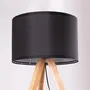 Lampe sur pied trépied Pyongyang [OPV-780SGN2422] en bois et tissu, douille E27, style naturel, nordique, rustique