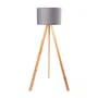 Lampe sur pied trépied Pyongyang [OPV-780SGN2422] en bois et tissu, douille E27, style naturel, nordique, rustique