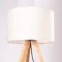 Lampe sur pied trépied Pyongyang [OPV-780SGN2422] en bois et tissu, douille E27, style naturel, nordique, rustique