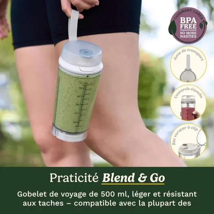 Cuisinart PBL100E Blast&Go Blender Portable 500 ml Rechargeable USB 120 W Blanc