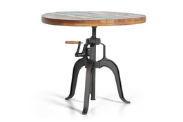 GINER Y COLOMER - Table à manger extensible en bois d'acacia massif avec pieds en fer noir, modèle artisan recyclé