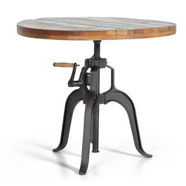 GINER Y COLOMER - Table à manger extensible en bois d'acacia massif avec pieds en fer noir, modèle artisan recyclé