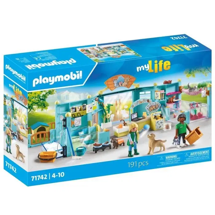 Playmobil 71742 - Hôtel des animaux, soigneurs, chiens et chats, 191 pièces, My Life, Dès 4 ans Playmobil 71742 - Hôtel des animaux, soigneurs, chiens et chats, 191 pièces, My Life, Dès 4 ans