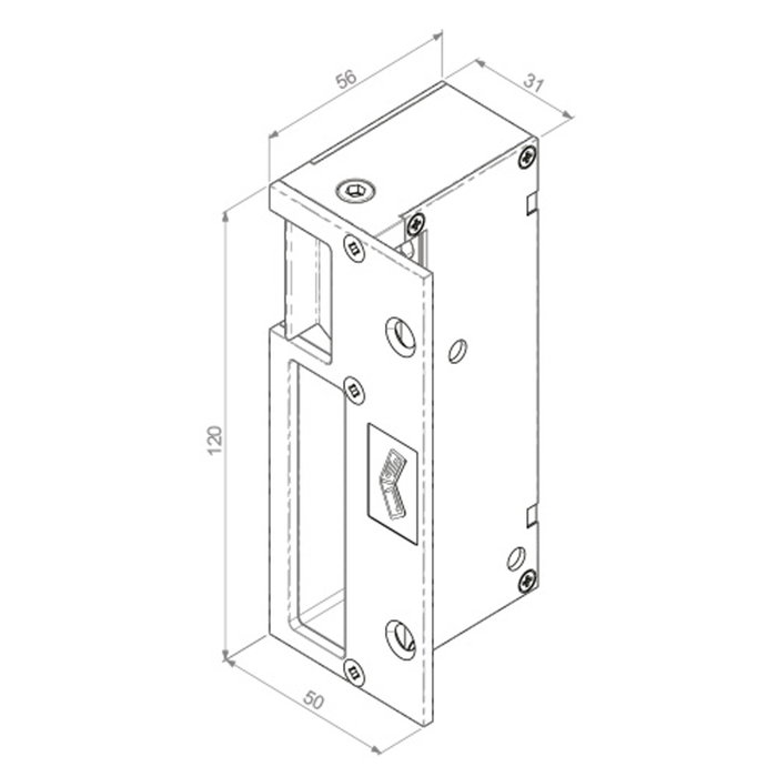 JIS Serrure 12 volts 1037 droite en applique grise