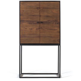 GINER Y COLOMER - Armoire 2 portes en palissandre et bois de manguier avec pieds métal - Brun noir - 150x80x45 cm