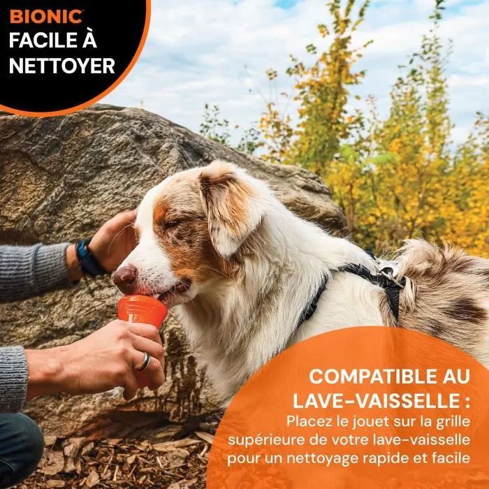 Bionic - Jouet pour chien Os caoutchouc ultra résistant, sans plomb ni BPA - Taille Medium 12 cm, compartiments friandises, couleur orange Bionic - Jouet pour chien Os caoutchouc ultra résistant, sans plomb ni BPA - Taille Medium 12 cm, compartiments friandises, couleur orange