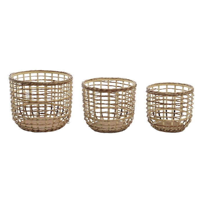 Set de basket DKD Home Decor Marron Naturel (3 Pièces) (3 Unités) Set de basket DKD Home Decor Marron Naturel (3 Pièces) (3 Unités)
