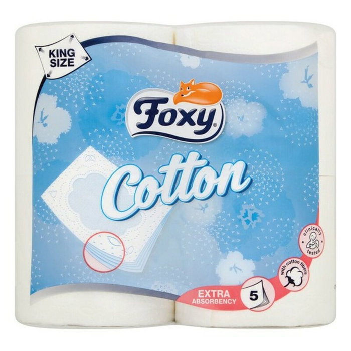 Foxy COTTON Papier toilette 5 épaisseurs, 4 rouleaux
