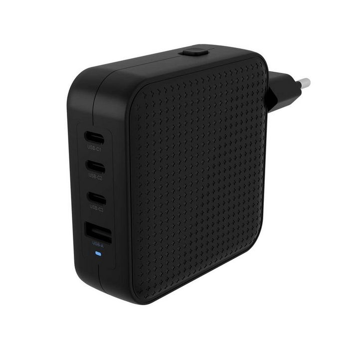 Hyper - HJ1002BKWWGL - Chargeur Voyage 100W GaN USB-C Noir avec 4 Ports (3x USB-C, 1x USB-A) et Adaptateurs Mondiaux