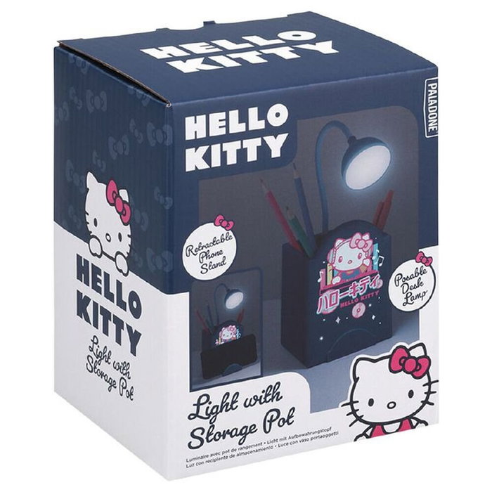 PALADONE Lampe de bureau LED flexible Hello Kitty avec porte-stylos intégré et support smartphone rétractable - Alimentation USB