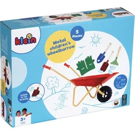 Klein Brouette en métal avec 3 outils et 1 paire de gants