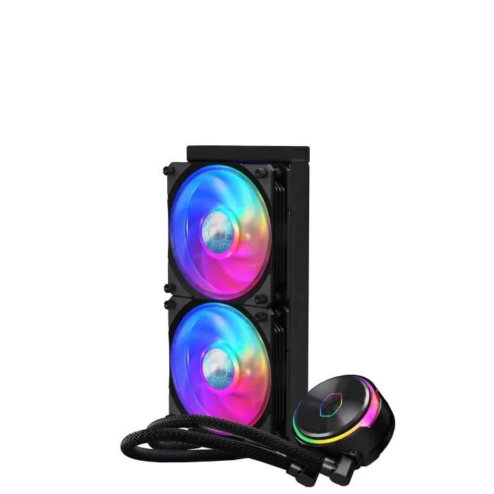 Cooler Master MasterLiquid PL240 Flux - Refroidissement liquide pour CPU - Radiateur 240 mm - 2 ventilateurs 120 mm PWM - RGB - Compatible Intel et AMD