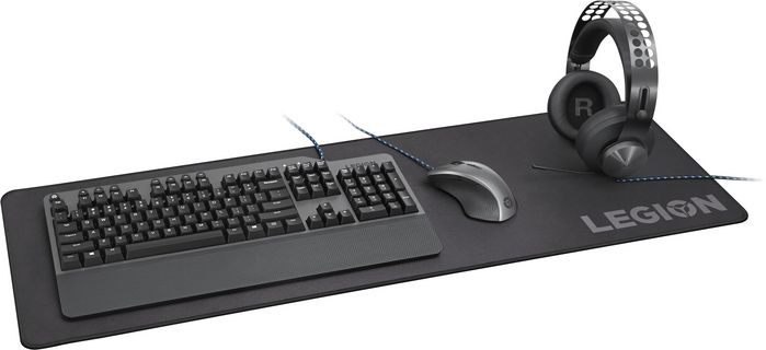 Lenovo Tapis Souris et Clavier Gaming XL en Tissu - Légion - Surface Microfibre Rapide et Précise, Base en Caoutchouc Anti-dérapante