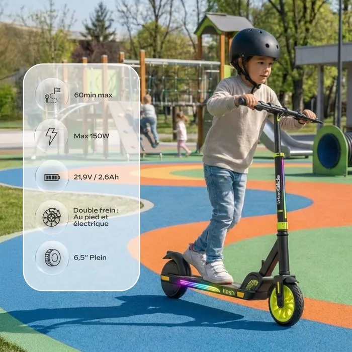 Urbanglide RIDE FLASH Trottinette électrique avec batterie 21,8V et pneus 6,5 pouces
