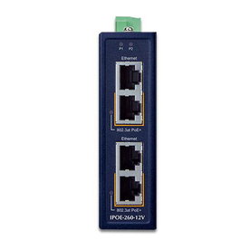 Planet IPOE-260 Injecteur PoE+ Industriel 2 Ports Gigabit 10/100/1000T 802.3at avec Boost 12V