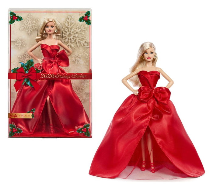 Barbie Signature Holiday 2026 Poupée Blonde en Tenue Rouge Festive