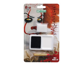 Maquillage Halloween Clown Professionnel 2 Couleurs Rouge et Bleu - Crayon Noir Inclus - Pour Fêtes et Spectacles