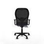 Chaise Alocén Synchrone/Traslack tissu Bleu ciel Maille Noir Structure polyamide noire Accoudoir 1D Sans appui-tête Roulettes en nylon 50 mm
