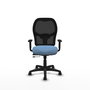 Chaise Alocén Synchrone/Traslack tissu Bleu ciel Maille Noir Structure polyamide noire Accoudoir 1D Sans appui-tête Roulettes en nylon 50 mm