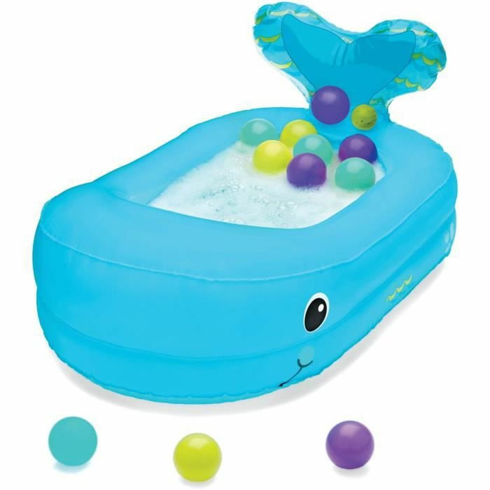 Infantino Baignoire baleine gonflable avec balles de jeu et thermomètre, Bleu Infantino Baignoire baleine gonflable avec balles de jeu et thermomètre, Bleu