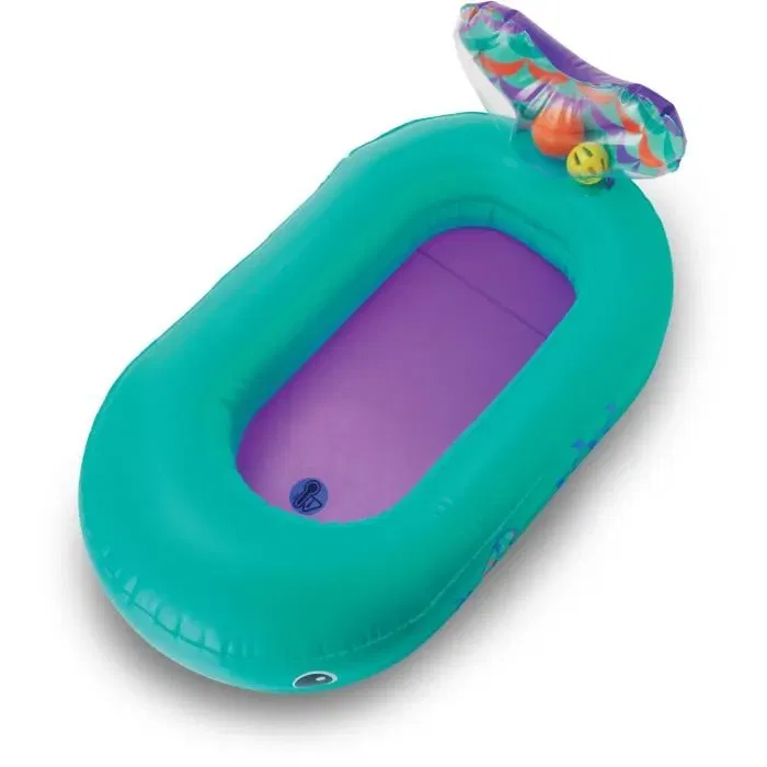 Infantino - Baignoire bébé gonflable baleine avec thermomètre et balles de jeu - 76.2 x 45.7 cm - Bleu - Pour bébés à partir de 6 mois