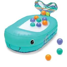 Infantino - Baignoire bébé gonflable baleine avec thermomètre et balles de jeu - 76.2 x 45.7 cm - Bleu - Pour bébés à partir de 6 mois
