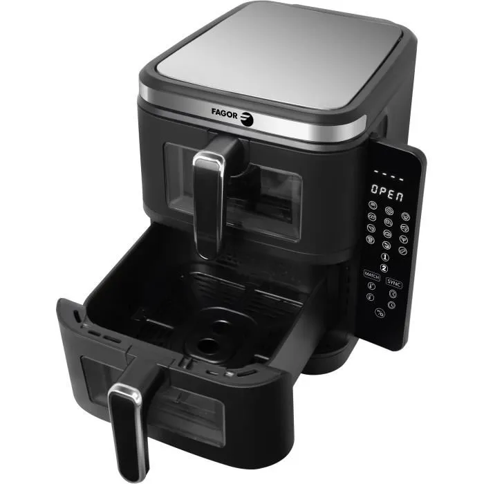 Fagor Airfryer FGD11 - Friteuse sans huile Airfryer - Double cuve 2 x 5.5 L - Capacité totale 11 L - 12 programmes - 2800W Fagor Airfryer FGD11 - Friteuse sans huile Airfryer - Double cuve 2 x 5.5 L - Capacité totale 11 L - 12 programmes - 2800W