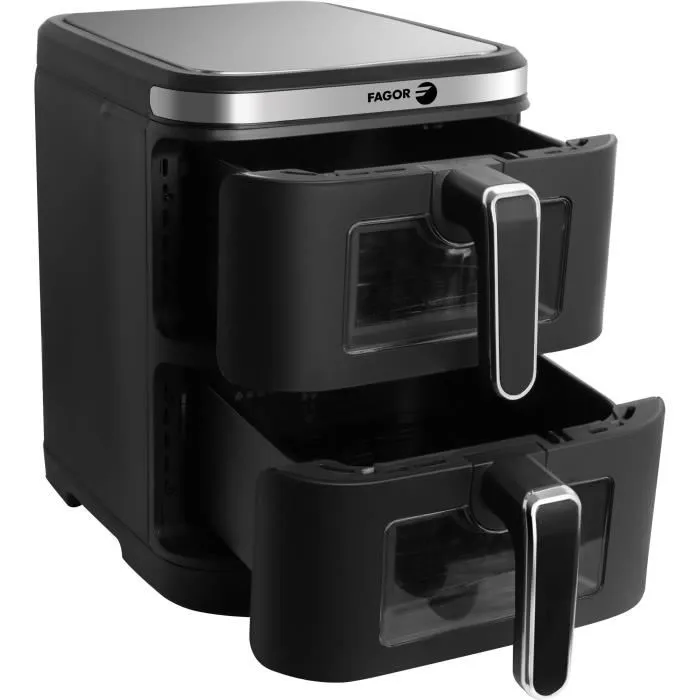 Fagor Airfryer FGD11 - Friteuse sans huile Airfryer - Double cuve 2 x 5.5 L - Capacité totale 11 L - 12 programmes - 2800W Fagor Airfryer FGD11 - Friteuse sans huile Airfryer - Double cuve 2 x 5.5 L - Capacité totale 11 L - 12 programmes - 2800W