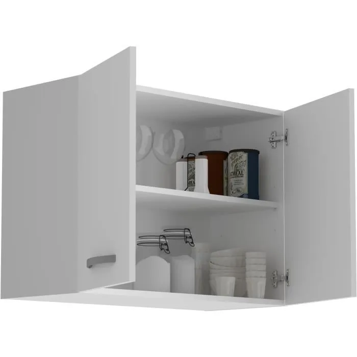 Oslo - Meuble haut de cuisine 2 portes - Blanc - Dimensions : 80 x 36 x 58 cm