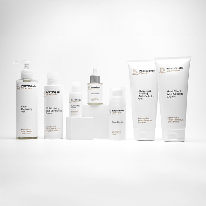 Pack masseur visage, sérum visage Kombucha Vibeboost 30 ml et crème visage Kombucha Vibecare 50 ml InnovaGoods