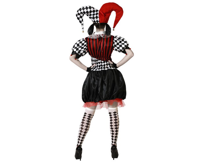 Atosa Déguisement Arlequin Noir et Blanc avec Bonnet pour Femme Adulte