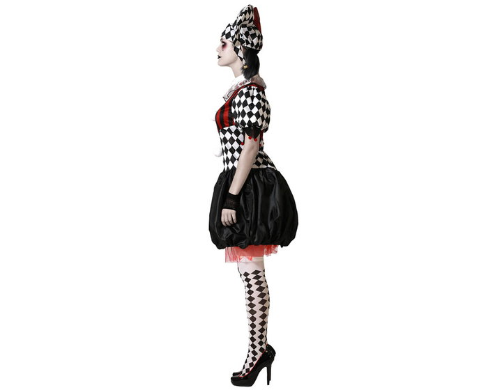 Atosa Déguisement Arlequin Noir et Blanc avec Bonnet pour Femme Adulte