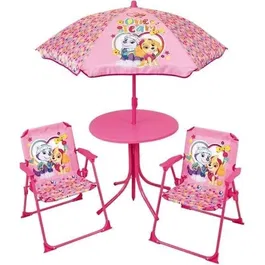 Fun House Salon de jardin Pat'Patrouille Stella Everest - Table 46 cm, 2 chaises et parasol - Jeu d'extérieur pour enfants