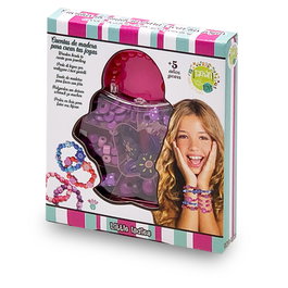 Tachan - Set de perles en bois violet pour créer bracelets et colliers, avec cordons et boîte de rangement, activité créative pour enfants dès 5 ans