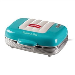 Ariete 1972/01 Sandwichera 3 en 1 Multifonction pour Sandwichs, Donuts et Cupcakes - Rétro, Facile d'Utilisation, Design Bleu