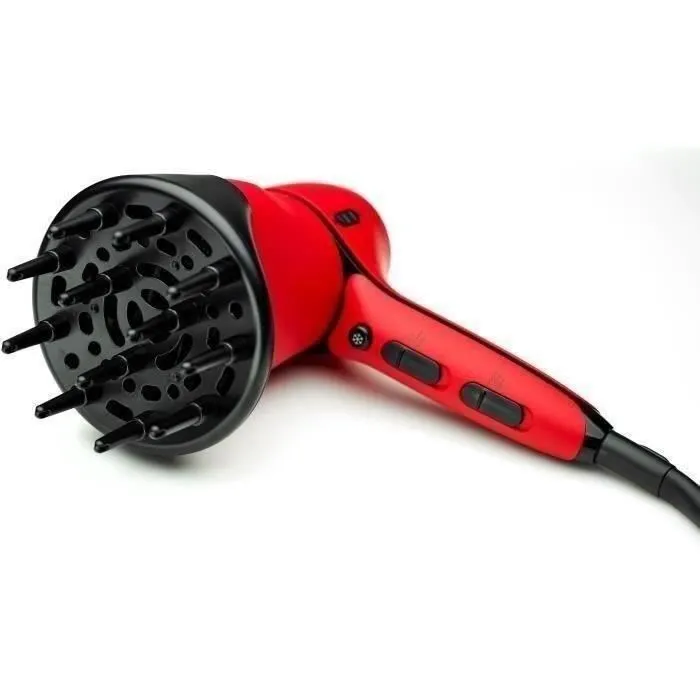 Revlon RVDR5320E - Séche-cheveux 2000W avec contrôle AirFlow, 3 niveaux chaleur, 2 vitesses, diffuseur pour boucles, grille amovible, Rouge