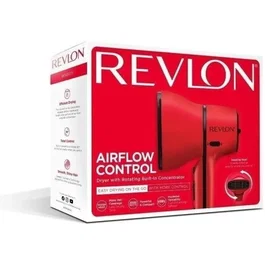 Revlon RVDR5320E - Séche-cheveux 2000W avec contrôle AirFlow, 3 niveaux chaleur, 2 vitesses, diffuseur pour boucles, grille amovible, Rouge