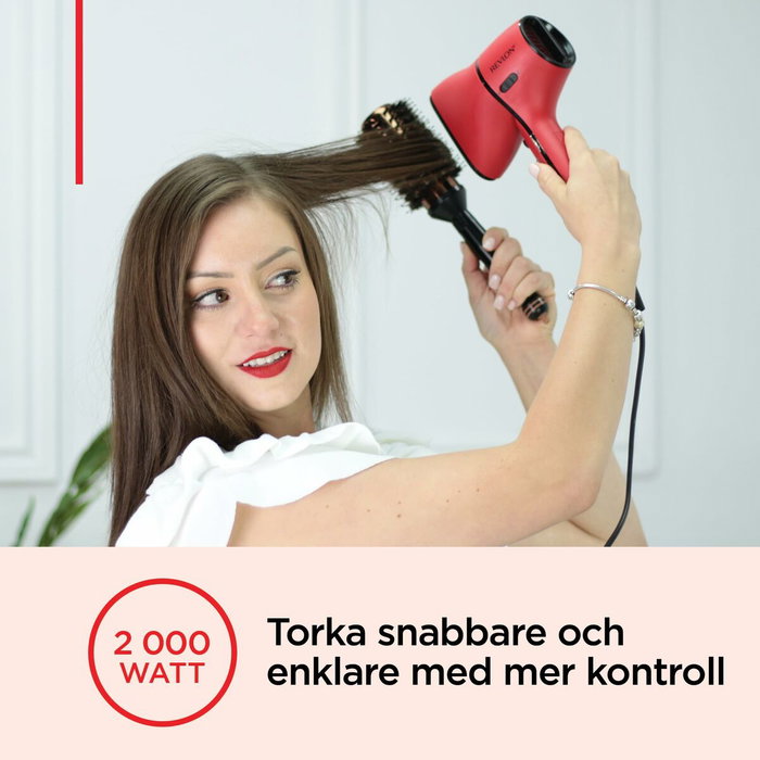 Revlon RVDR5320E - Séche-cheveux 2000W avec contrôle AirFlow, 3 niveaux chaleur, 2 vitesses, diffuseur pour boucles, grille amovible, Rouge