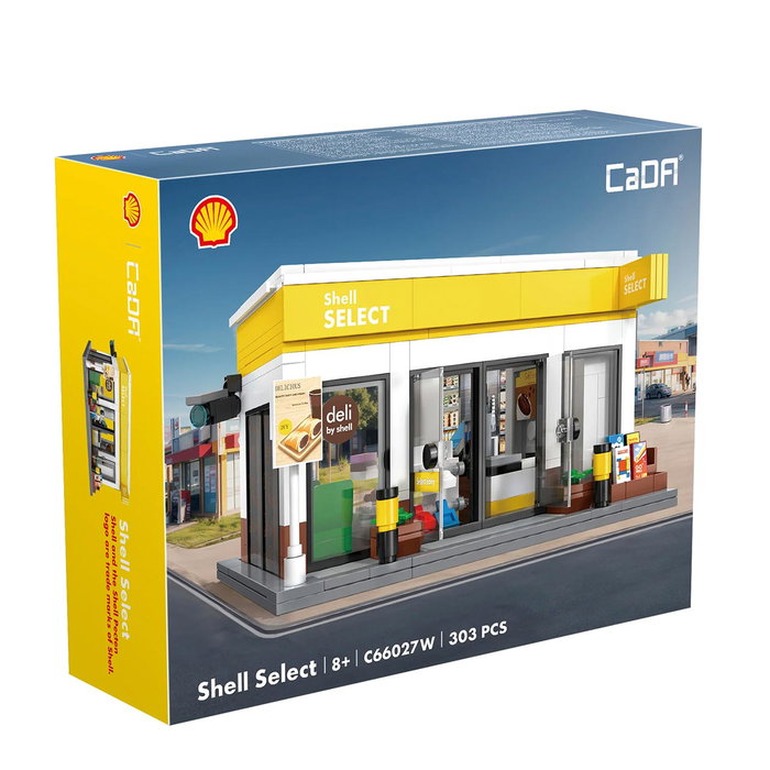 CADA Station-Service Shell 303 Pièces - Maquette de Construction - Boîte de Langues Multiple (Anglais, Français, Allemand, Italien, Portugais, Espagnol) - Pour Enfants Dès 6 Ans