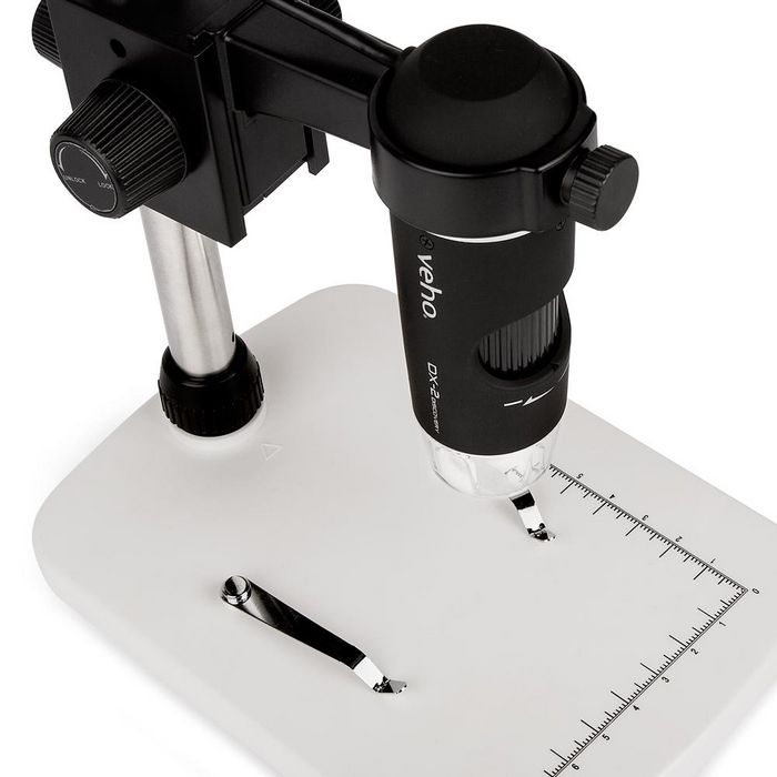 Veho DX-2 Microscope USB numérique avec caméra 5 MP, 300x grossissement, logiciel d'étalonnage et pied réglable