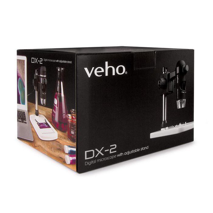 Veho DX-2 Microscope USB numérique avec caméra 5 MP, 300x grossissement, logiciel d'étalonnage et pied réglable