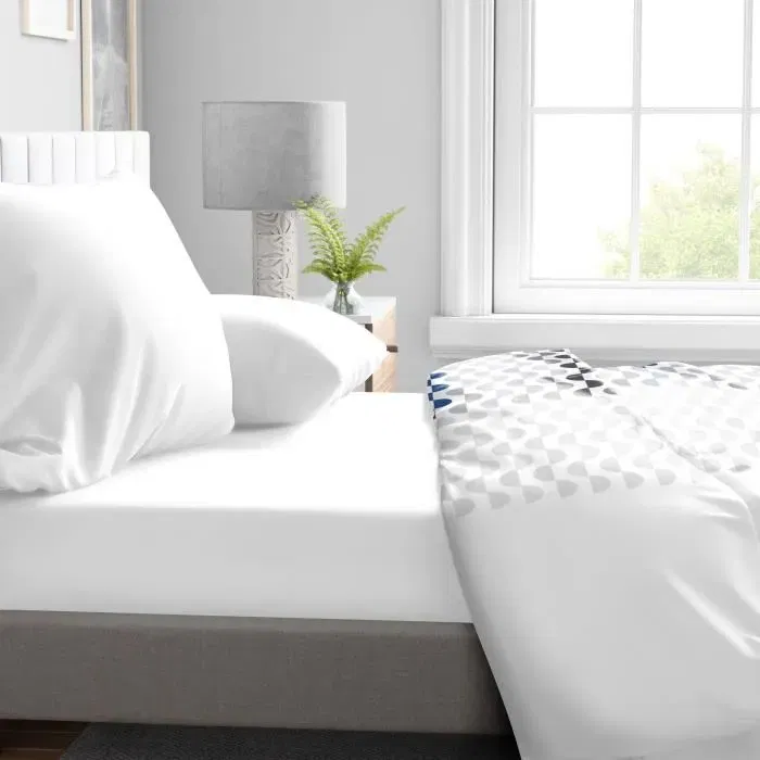 Home Linge Passion Drap Housse HP71760 90 x 190 cm + 30 cm Bonnet Microfibre 82 g Blanc