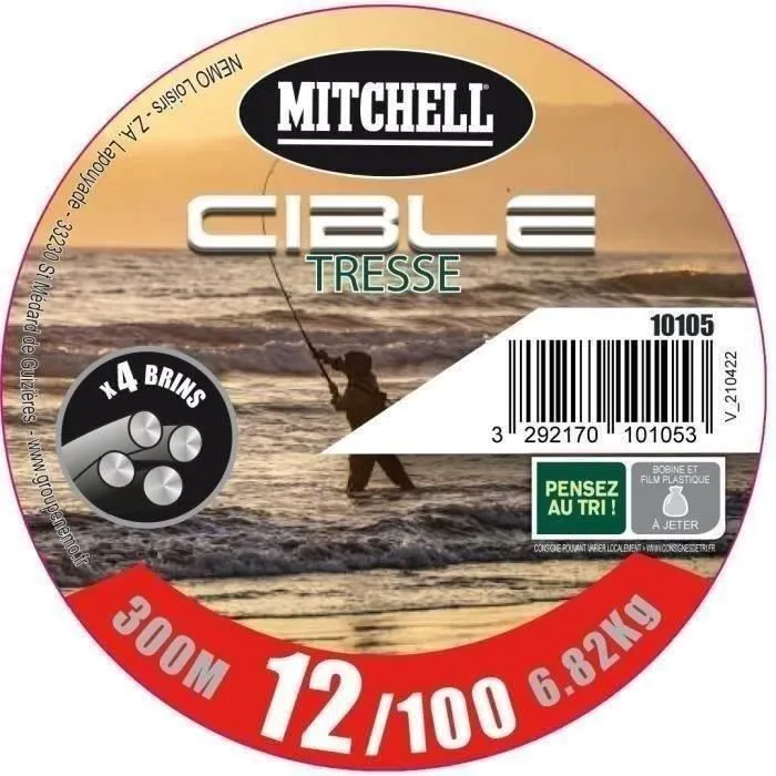 Mitchell Tresse de pêche 300 m 17/100 - Fil de tresse pour pêche Mitchell Tresse de pêche 300 m 17/100 - Fil de tresse pour pêche